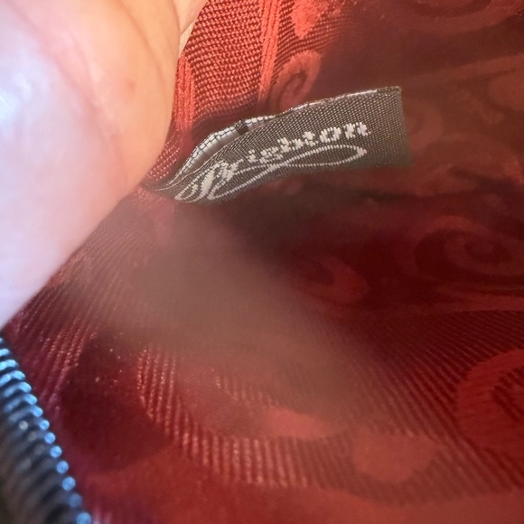 Vtg. Brighton. Rosie Mini Black Red Pebbled Leather Crossbody Rose Detail - Picture 9 of 12